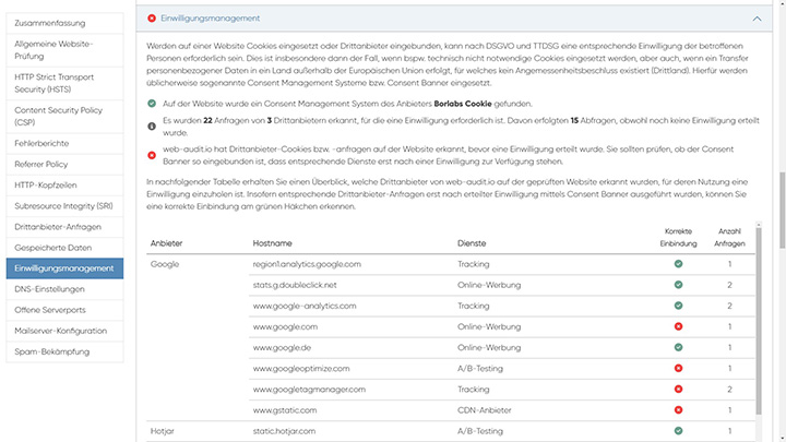 Prüfung des Einwilligungsmanagements